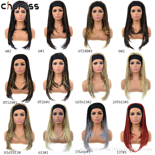 Hot Selling Red Blonde  Ombre Long Braids headband wig Turban Wig Synthetic Wigs With Headband Attached For Black Woman